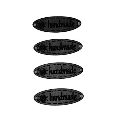 B42 - Füme Handmade Deri Etiket (4 Adet) - 35 mm