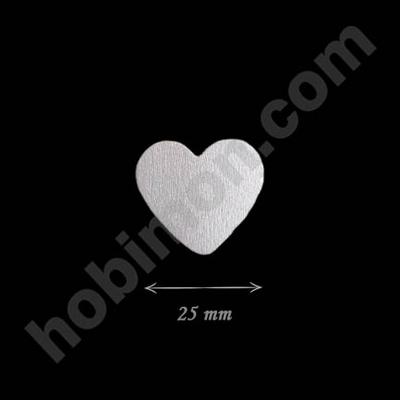 Gümüş Ahşap Kalp Boncuk - 25mm