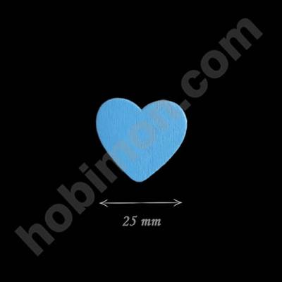 Mavi Ahşap Kalp Boncuk - 25mm