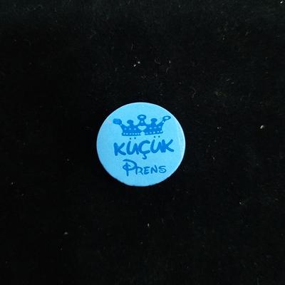 Mavi Küçük Prens Baskılı Ahşap Boncuk - 20mm